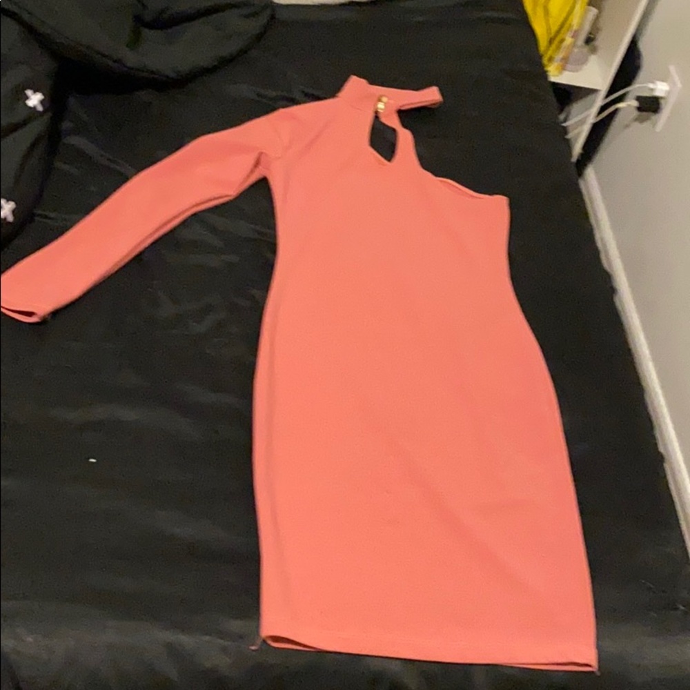 Rose color one shoulder dress